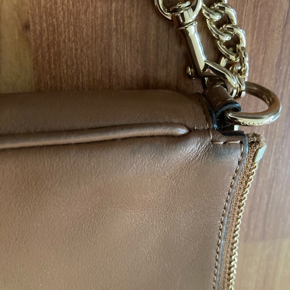 Coach brown wristlet with gold chain - Picture 4 of 6